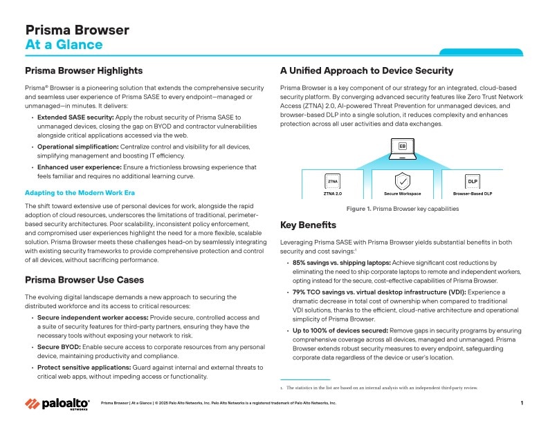 Prisma Browser auf einen Blick