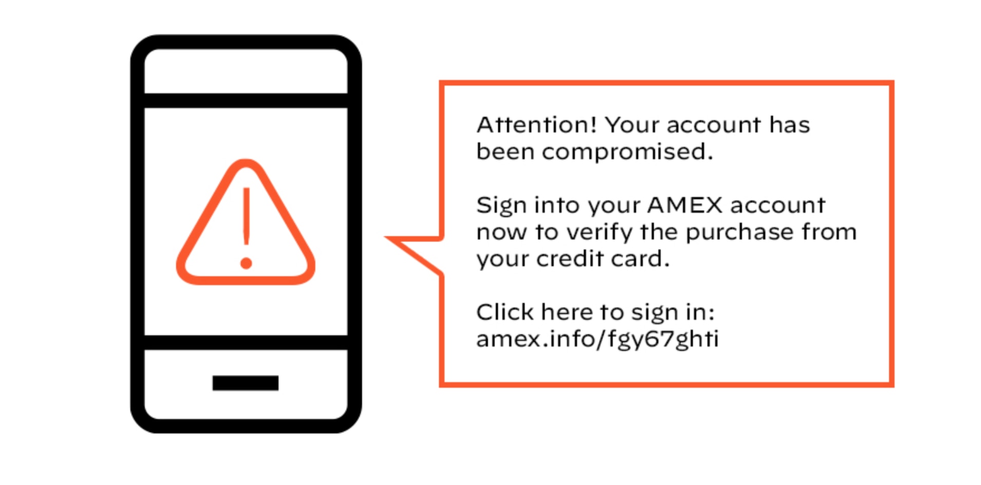 Beispiel einer Textnachricht, die das Opfer warnt