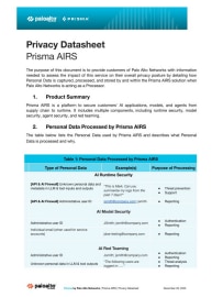 Prisma AIRS – Datenschutz
